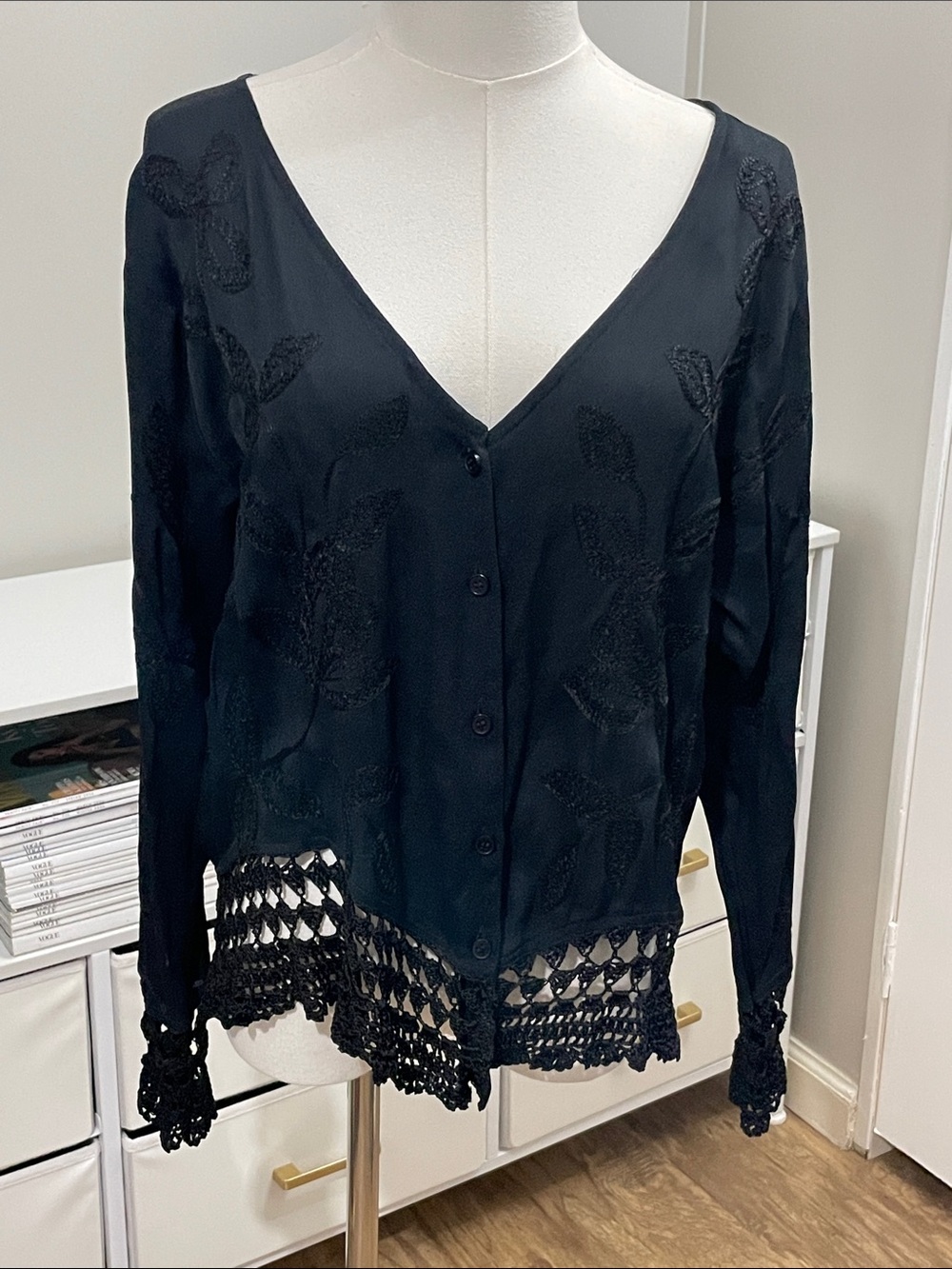 PAPILLON, Long Sleeve Embroidered Blouse (M)